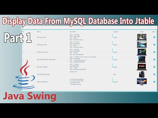 Display Data From MySQL Database Into Jtable In Java ( Part 1 )