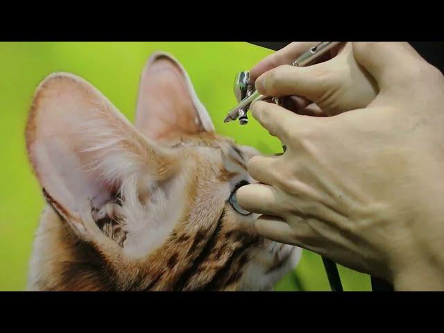 Airbrush Painting Realistic Fur Hair | Airbrush Time Lapse Painting