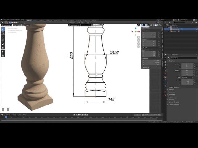 Blender. Using lathe / screw modifier.