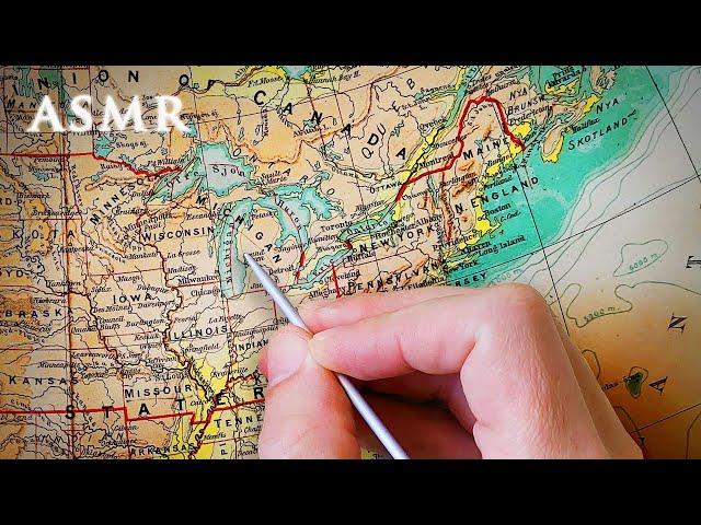 ASMR World's Largest Lakes in Antique 1885 Atlas | Page Flipping