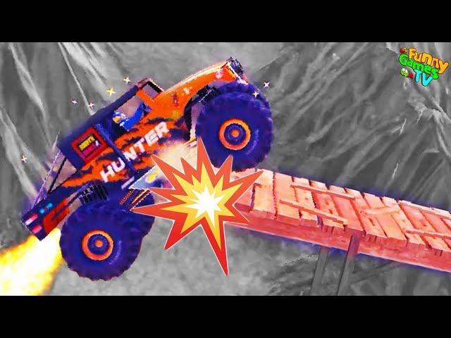 Cartoon game the INCREDIBLE MACHINE MONSTERS race on huge machines Monster truck on crazy road