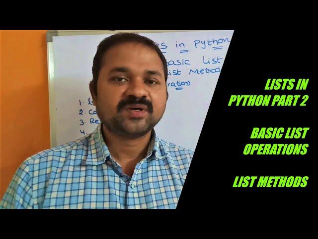 List Basic Operations || List Methods || Lists in Python Programming part 2