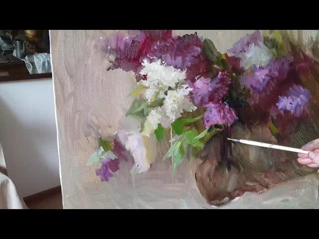 Букет сирени. Живопись маслом.