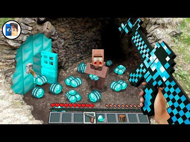 Minecraft in Real Life POV -  SECRET DIAMOND VILLAGER BASE Realistic Minecraft 創世神第一人稱真人版