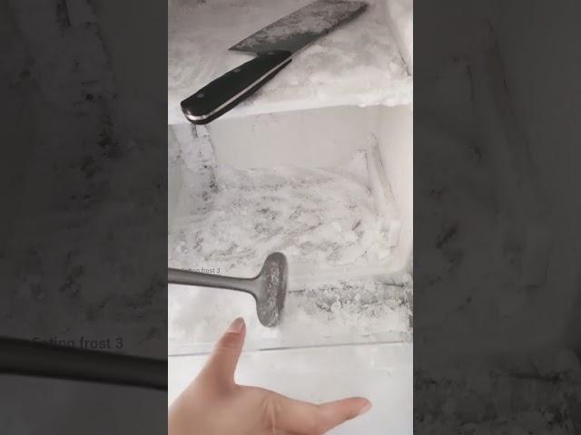 Defrost hard freezer frost with hammer and knife  red freezer ASMR