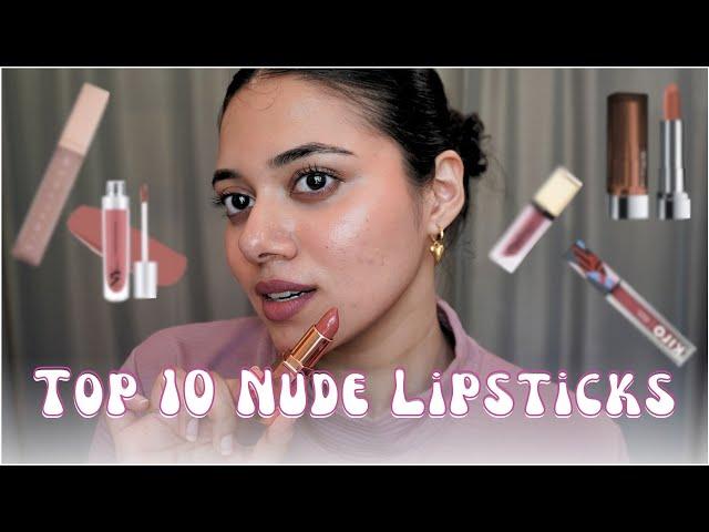 Reviewing & Swatching My TOP 10 NUDE LIPSTICKS | Malabar Mingle