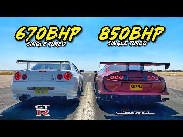 WHEN LEGENDS RACE PT4.. 850HP SUPRA vs 670HP R34 SKYLINE GTR