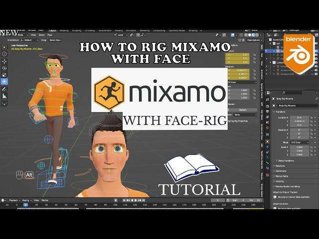 Blender : Rigging Mixamo Characters with Seamless Face Integration Tutorial