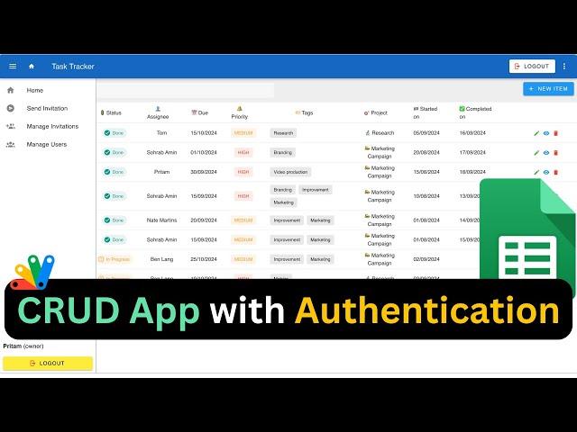 CRUD Web App with authentication #googlesheets #appsscript #taskmanagement