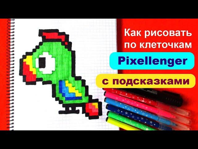 Как рисовать по клеточкам Попугая Простые рисунки How to Draw Parrot Simple Pixel Art