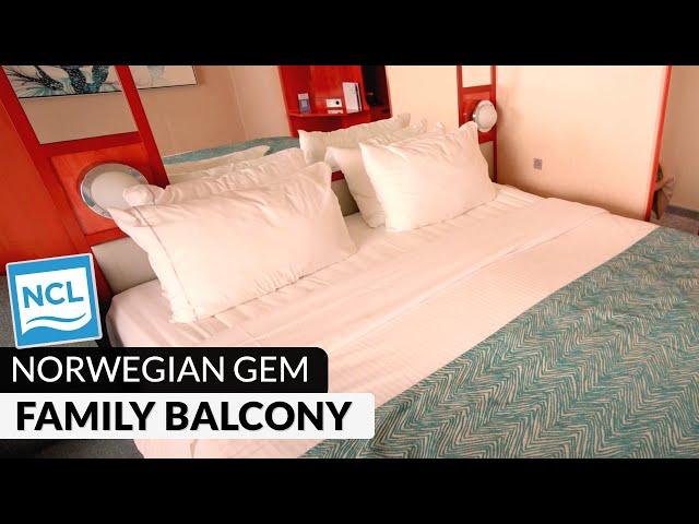 NCL Gem | Family Balcony Tour & Review 4K | Norwegian Cruise Lines