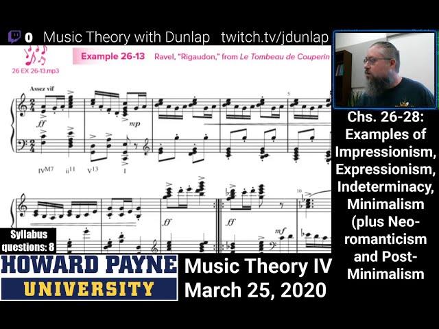 Music Theory IV: Neoromanticism, Neoclassicism, Minimalism, Post-minimalism