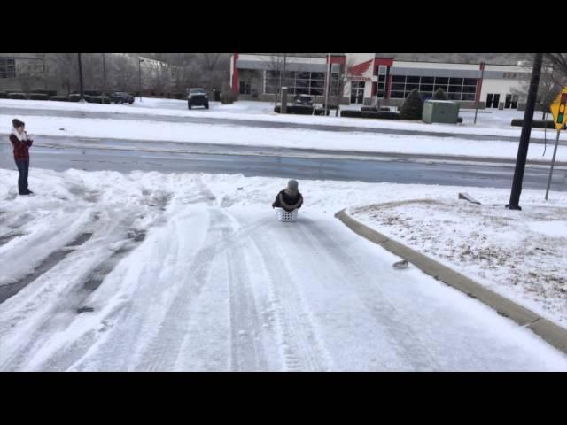 Sledding in the WAYFM Parking Lot