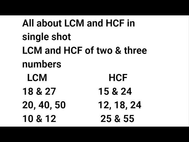 How to find the LCM and HCF  of Two and Three Numbers / All about LCM and HCF/GCF  in a single video