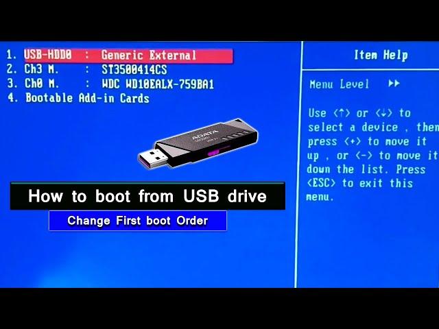 How to boot from USB drive| Install Windows | Change First boot Order