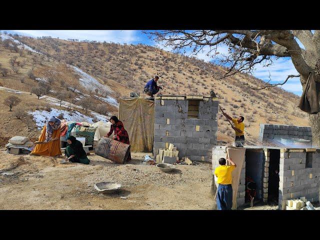 Building a bathhouse by a nomadic family in difficult conditions