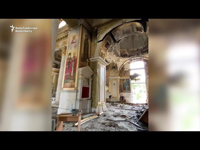 Volunteers Clean Up Damaged Odesa Cathedral After Russian Attack