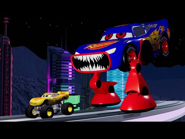 Epic Escape From The Lightning McQueen Eater New Robot, Megahorn |BeamNG.Drive