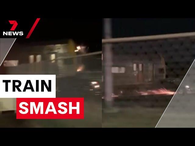 Terrifying train crash in Woy Woy | 7 News Australia