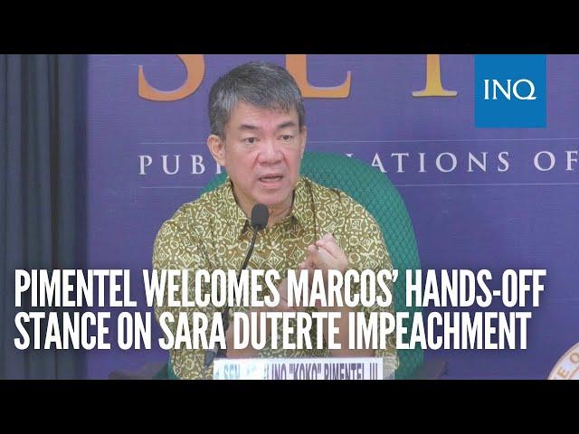 Pimentel welcomes Marcos’ hands-off stance on Sara Duterte impeachment