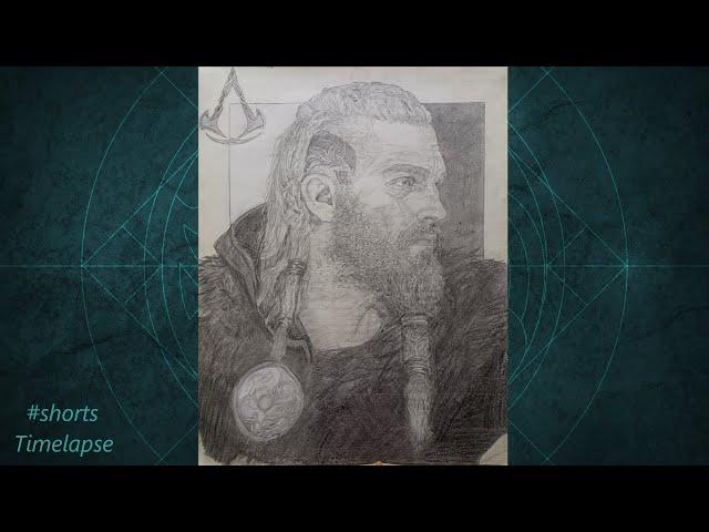 Drawing Havi (Magnus Bruun) from Assassin's Creed Valhalla using Graphite Pencils - #shorts