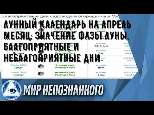 Лунный календарь на апрель месяц: значение фазы Луны, благоприятные и неблагоприятные дни