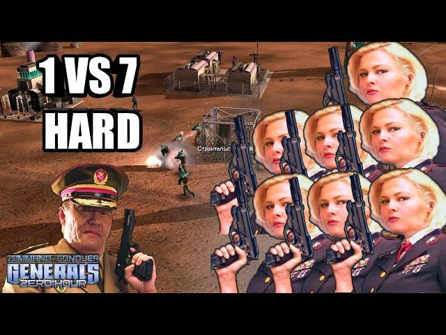 Command & Conquer Generals: Zero Hour - China Tank 1 vs 7 USA Super Weapon Generals [HARD ENEMY]