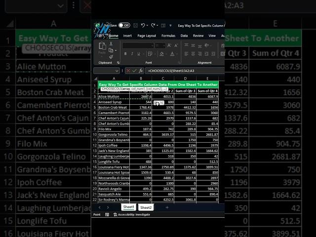 Get Specific Column Data From One Sheet To Another  #shorts