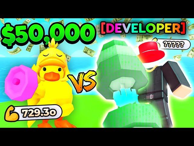 I Challenged DEVELOPER To $50,000 Strength Battle in Arm Wrestling Simulator! (Roblox)