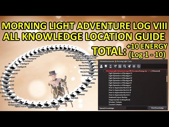 +10 Max Energy TOTAL, Morning Light Adventure Log 8 (VIII) Knowledge Location Guide Black Desert BDO