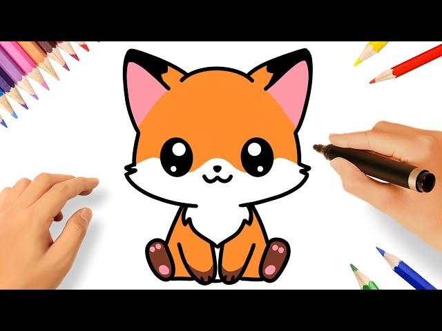 HOW TO DRAW A CUTE FOX EASY ️