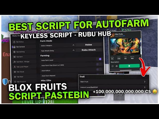 NEW Blox Fruits Script *NO KEY* - Auto Farm, Max Levels, Rain Fruit | Works Mobile & PC