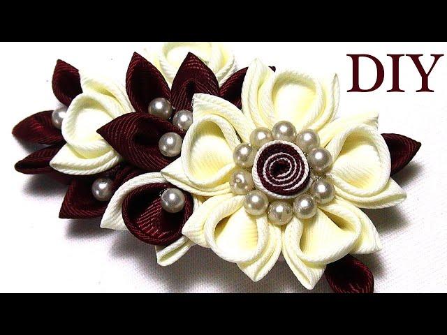 DIY Ribbon Flowers tutorial | How to make Kanzashi Flowers