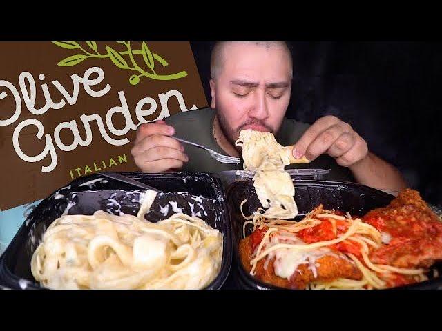 MUKBANG • MASSIVE OLIVE GARDEN FEAST | CREAMY FETTUCCINI ALFREDO & TOUR OF ITALY