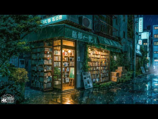 Bookstore Rainy Night  Pluviophile Lofi For Calm Focus & Peaceful Reading  Rainy Lofi Playlist