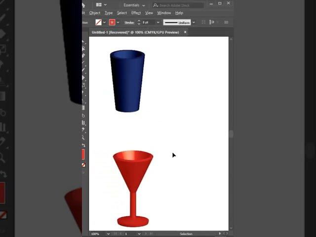 Create 3d object from one line in illustrator #short