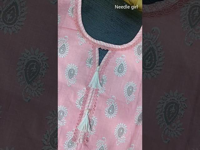 Simple and Beautiful Round Neck Design|Boat Neck Design|Needle Girl Neck Design|#shorts #needlegirl