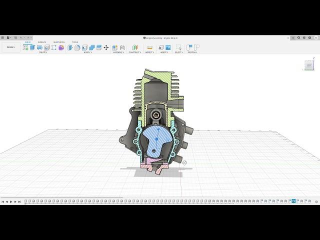 Animation of piston in engine (Autodesk Fusion 360)