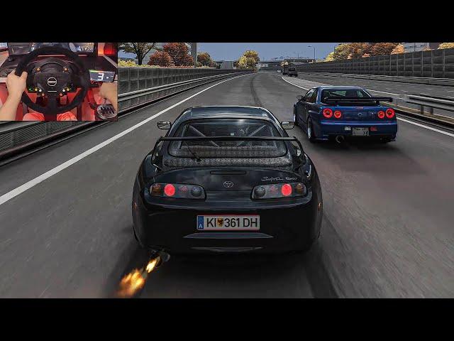 1013HP Toyota Supra MK4 & 973HP Nissan Skyline GTR R34 Convoy - Assetto Corsa | Thrustmaster T300 RS