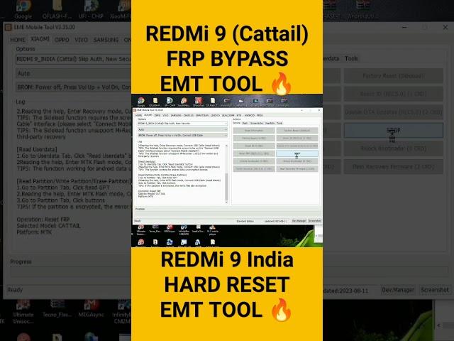 #REDMI 9 #FRP BYPASS// REDMi  9 (cattail) HARD RESET By EME TOOL// #REDMi9 #FRP #GOOGLE //