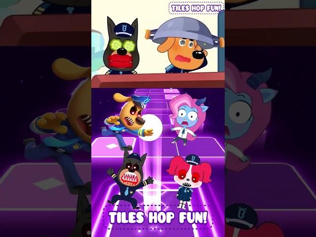 SHERIFF LABRADOR EXE vs SHERIFF PAPILLON vs DOBIE EXE X Coffin Dance Tiles Hop #shorts