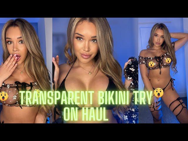 4k TRANSPARENT bikini try on haul !