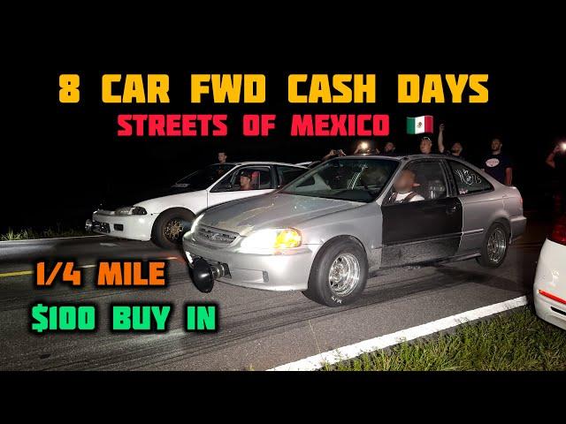 FWD 8 CAR SHOOTOUT STREET RACING | 2 V6 MIRAGE, ALL MOTOR K-SERIES, TURBO B-SERIES, & MORE | 4K