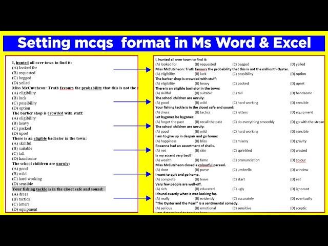 How to Make MCQ's Format in Microsoft Word || MS Education Network