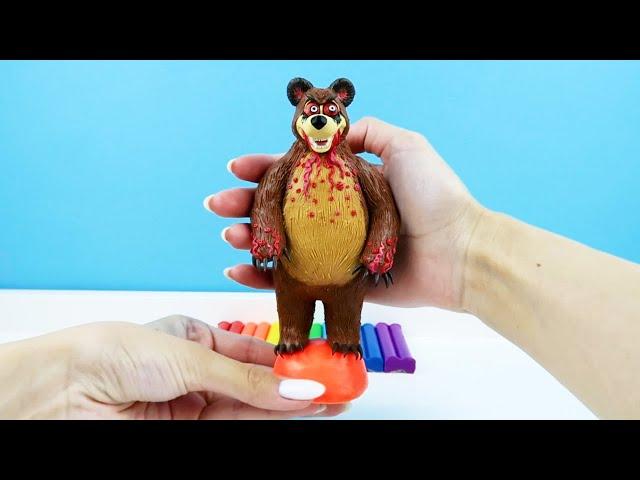 Bear exe «Masha and Bear» made from polymer clay, sculpture timelapse  Plastilina Tutorial #shorts