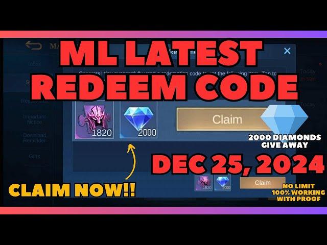 Mobile Legends Redeem Code December 25 2024 2000 Diamonds Give Away