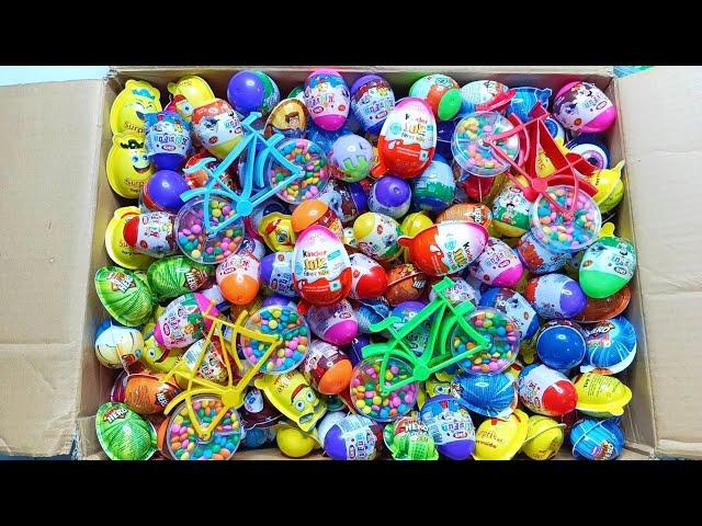 Surprise Eggs and Cycle Candy Unboxing Fun Video | Kinder Joy and Candies | ASMR