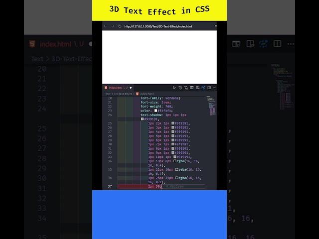 3D Text Effect Using text-shadow in CSS  HTML, CSS