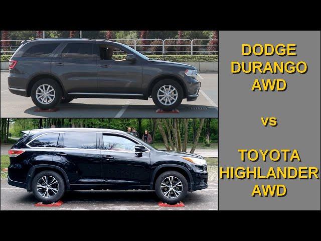 SLIP TEST - Dodge Durango 3.6 V6 AWD vs Toyota Highlander 3.5 V6 AWD  -  @4x4.tests.on.rollers