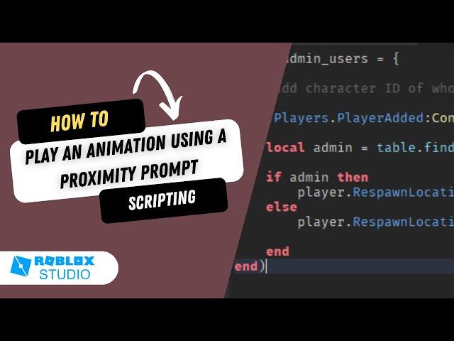 How to Play an Animation Using a Proximity Prompt | Roblox Studio